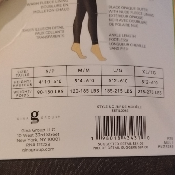 Sam Edelman Black Fleece Lined Tights - Picture 2 of 5